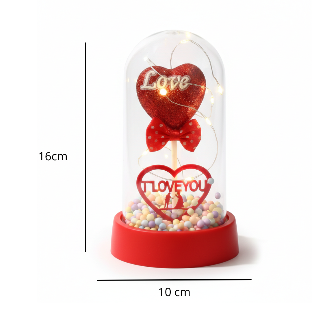 Corazon luminoso LOVE dentro de vitrina-FastMouse