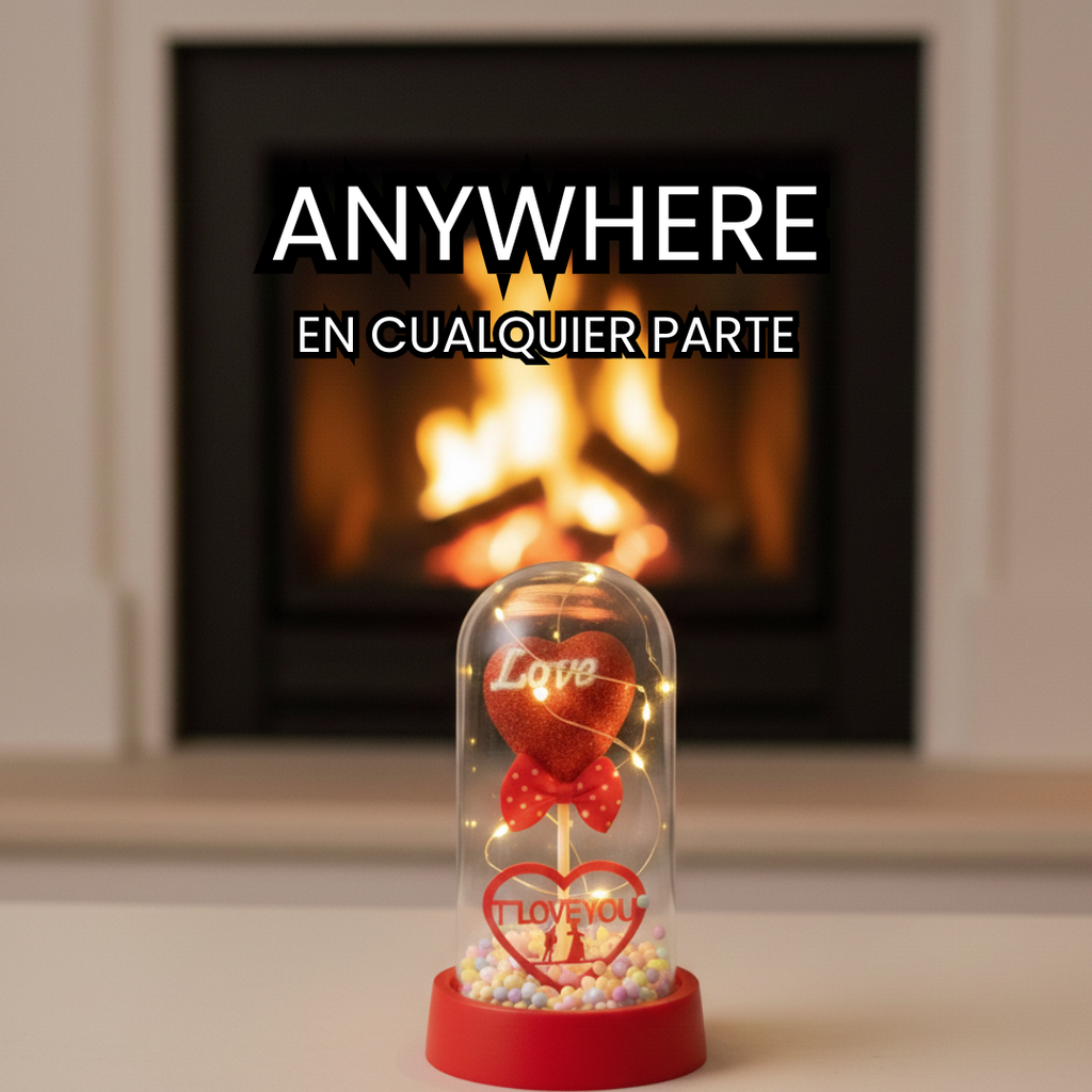 Corazon luminoso LOVE dentro de vitrina-FastMouse