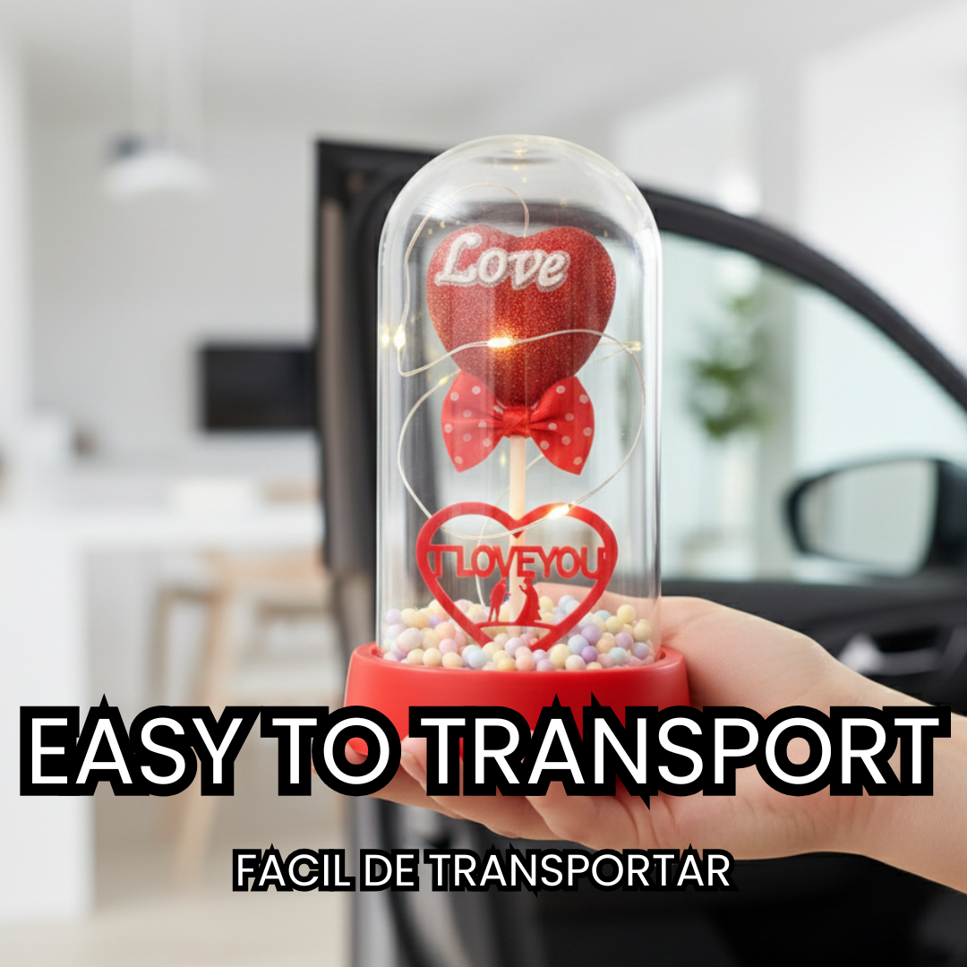 Corazon luminoso LOVE dentro de vitrina-FastMouse