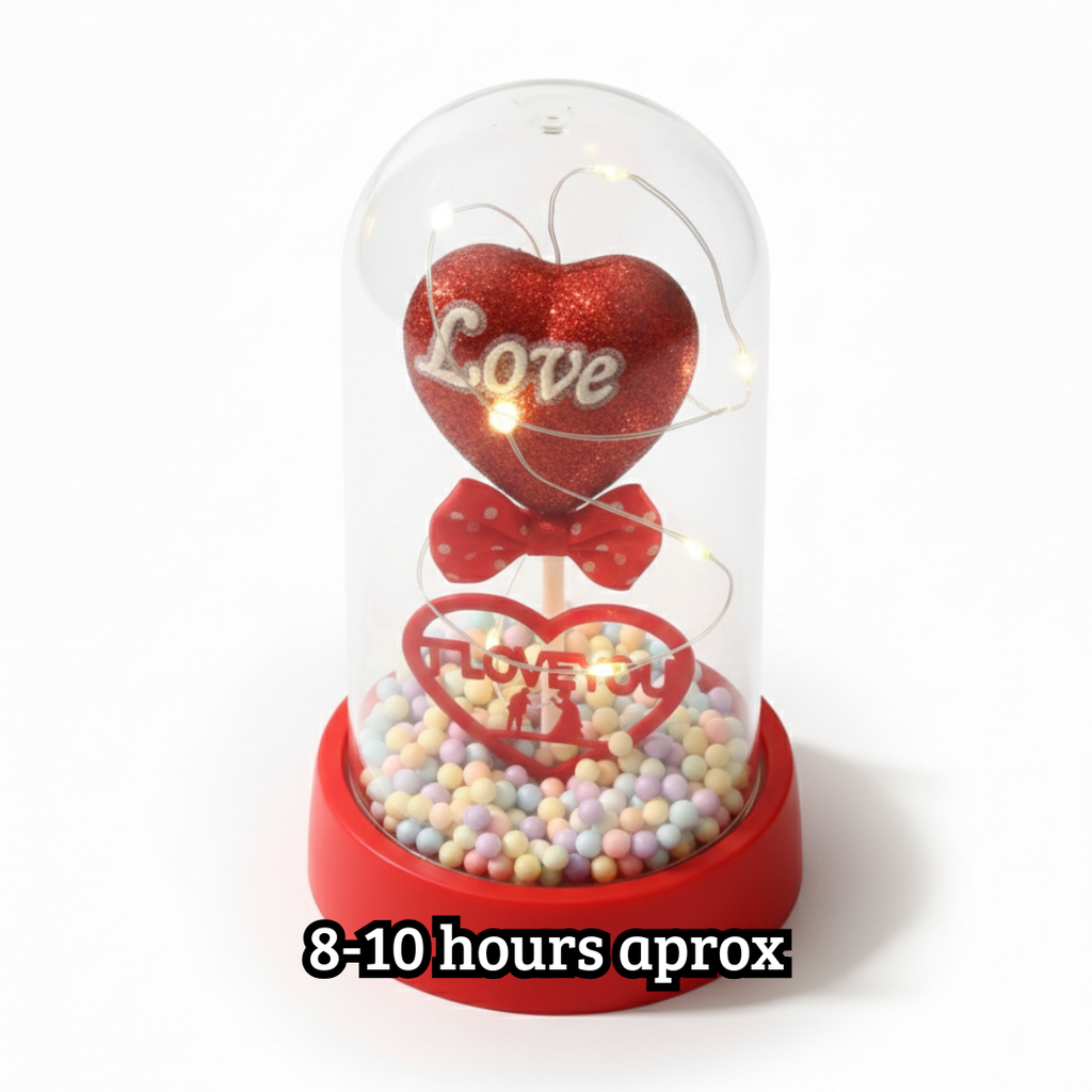 Corazon luminoso LOVE dentro de vitrina-FastMouse