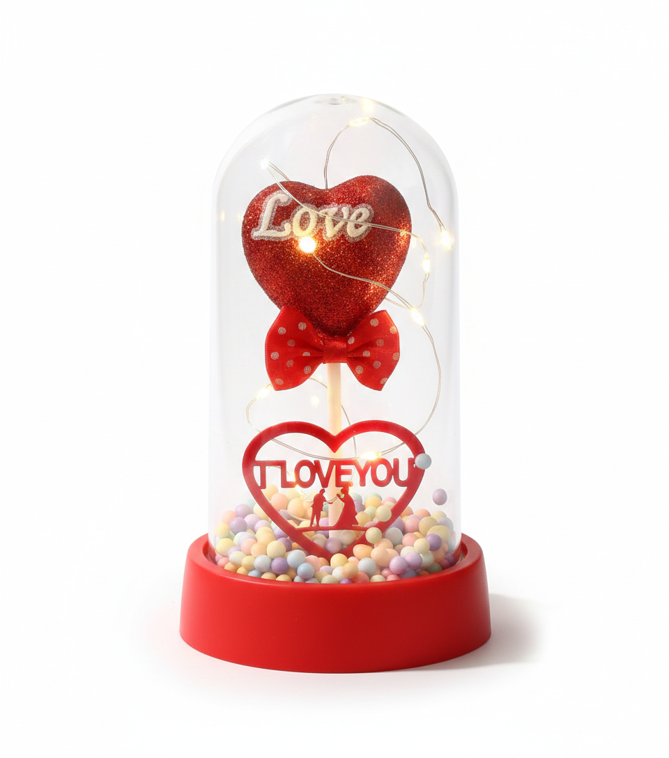 Corazon luminoso LOVE dentro de vitrina-FastMouse
